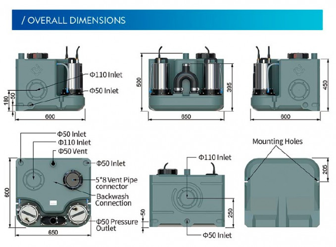 Podnośnik KNS solo do domków letniskowych, domów prywatnych z dwiema pompami i panelem sterowania AIZL-1100W Double, 27/13, 1,1 kW, 220V, 2800 obr./min