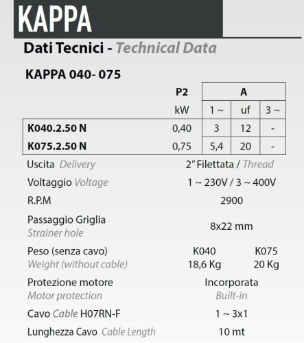 Дренажный насос Dreno Kappa K040.2.50 M с переключателем