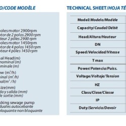 Pompe auto-amorçante pour eaux usées BZWM40-15-30/2, 3kW, 2900