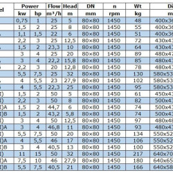 BGW 80-315(I)A (46/27.9), 7.5kW, bomba centrífuga horizontal 1450
