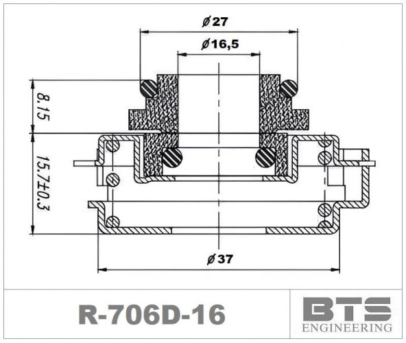 Ущільнення торцеве для насосу Grundfos CM, CME and Boosters R-706D 16, SIC/SIC, VITON, 304