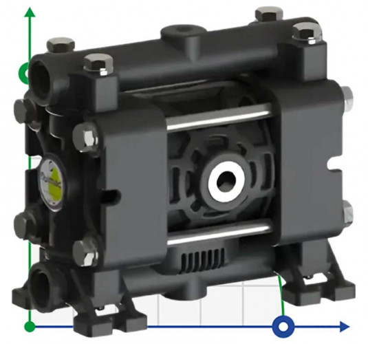 Pneumatyczna pompa membranowa FLUIMAC PHOENIX P08 PVDF+CF NBR+PTFE, 7 l/min do pompowania lepkich cieczy