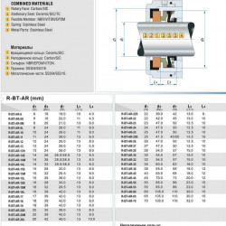 Mechanical seal R-BT-AR 40, CAR/SIC, VITON, 304