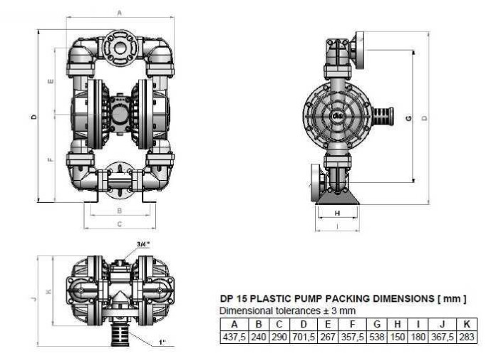 Насос пневматический мембранный DP 15 PVDF/V