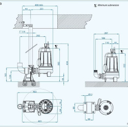 Bomba sumergible Dreno COMPATTA EVO 3, T/G con impulsor vortex