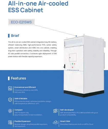 All-in-one Air-cooled ESS Cabinet ESS ECO-E215WS LiFePO4