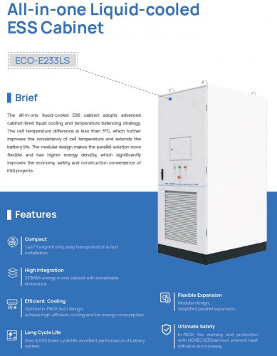 All-in-one Liquid-cooled ESS Cabinet ECO E233LS LiFePO4