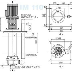 Вертикальний відцентровий насос IM 110, PVDF, 1250 ММ, VITON