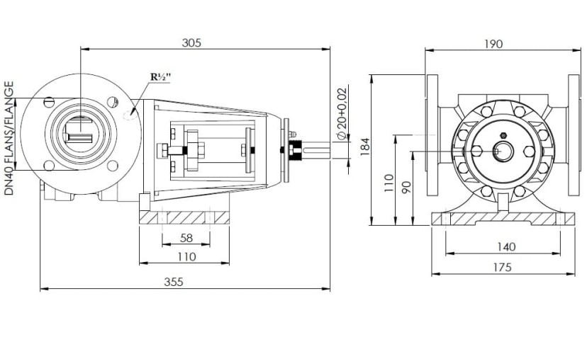 Шестеренчатый насос для варенья Kupar KIPK 1 1/2 дюйма-Y, 0,4-4 м3/ч