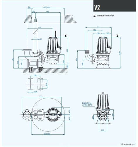 Bomba para aguas residuales Dreno VT-EX 80/2/173 C.354 con impulsor vortex