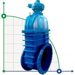 Vanne à vanne DN80 PN16 avec cale caoutchoutée avec réducteur 30х539р corps en fonte, joint : EPDM, GOST