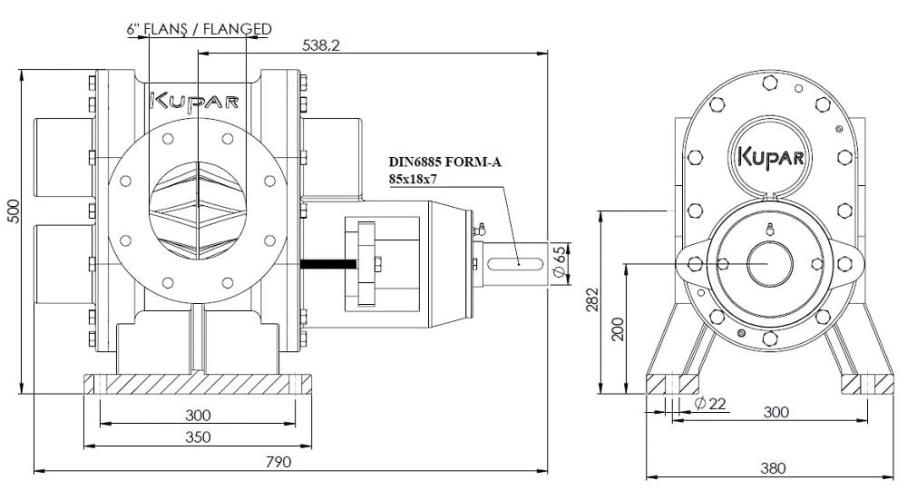 Шестеренчатый насос для мазута Kupar KHP 6 дюймов, 25-100 м3/ч