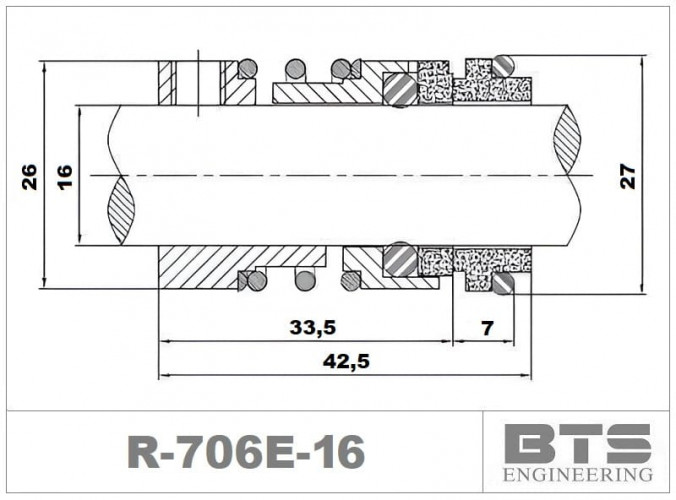 Торцевое механическое уплотнение насоса R-706E 16, SIC/TC, EPDM, 304