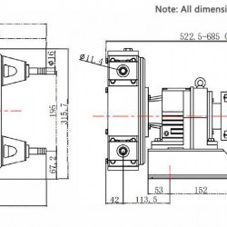 Industrial hose pump JXHIN-15-SS-NBR-P, 215 l/h, 0,55 kW, 12 bar, 380V