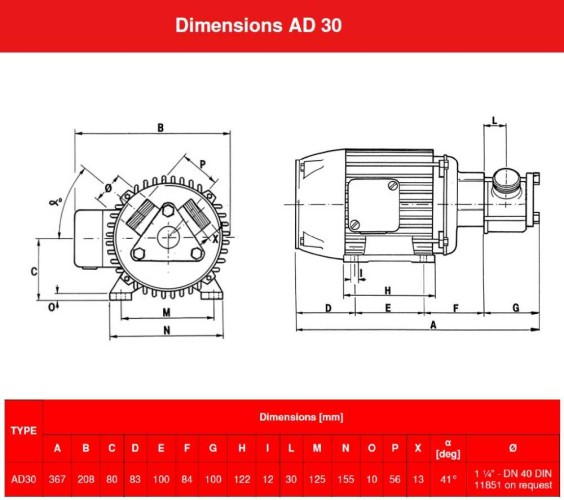 Насос для шампуня, лосьона AlphaDynamic AD30/01/TR 0,55kW импеллерный передвижной