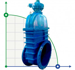 Vanne à vanne DN65 PN16 avec cale caoutchoutée avec réducteur 30х539р corps en fonte, joint : EPDM, GOST