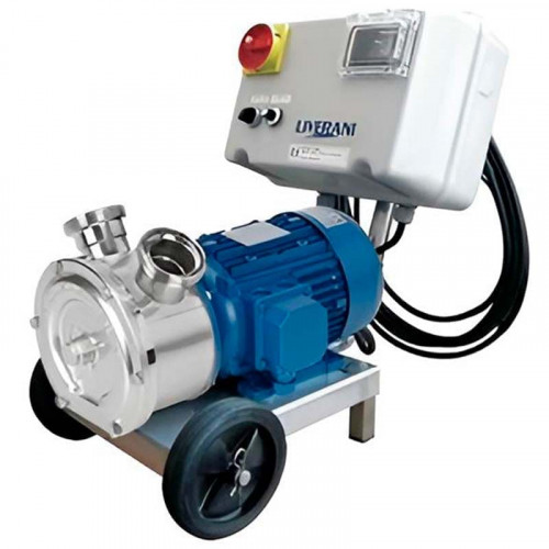 Flüssigkeitsringpumpe LIVERANI INV SENIOR 1 1/2 + BY-PASS, MF/M, 1,1 kW, 600–1700 U/min, 380 V, AISI 316 mit Frequenzumrichter, auf einem Fahrgestell