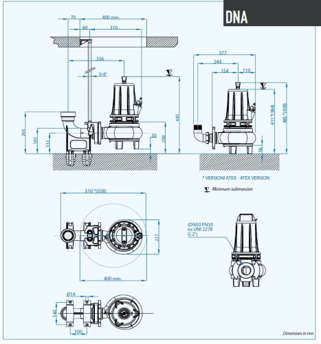 Погружной насос Dreno DNA 50-4/090 M с вихревым рабочим колесом