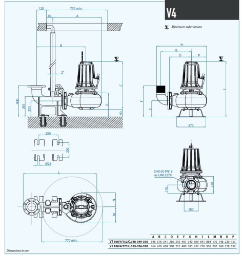 Погружной насос Dreno VT-EX 100/4/173 C.358 с вихревым рабочим колесом