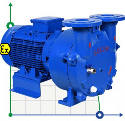 Bomba de vacío para la regeneración de tamices moleculares GMVP 230/120 con motor de 5,5 kW a 1450 rpm y 50 Hz en diseño antideflagrante