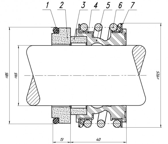 Gleitringdichtung für Pumpenwelle KSB, DAB, Netzch, R-MG1 65, CAR/CER, EPDM, 304, G60