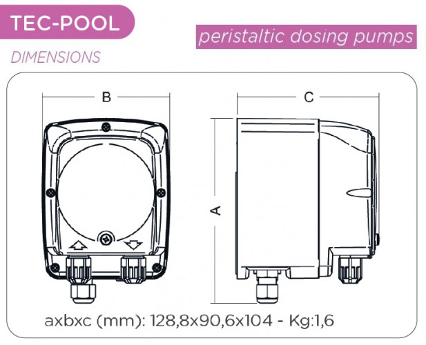 Перистальтический дозирующий насос AQUA PDP TEC-POOL 4-1 100-240VAC SANTOPRENE BLACK WITH PRED.LEVEL
