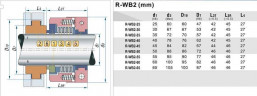 Торцевое PTFE сильфонное уплотнение R-WB2R 45, SIC/SIC, PTFE, 304