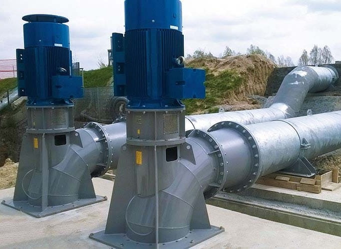 Axial flow propeller pump EVN 30A-2/30-1500/2.5 V01 with 30 kW motor