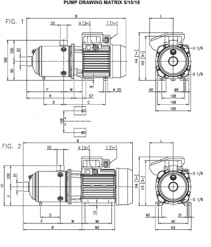 Многоступенчатый горизонтальный насос Ebara MATRIX/A 18-2T/1,5 M, 220V