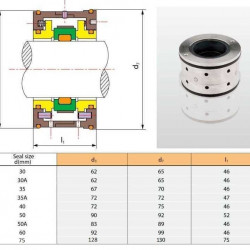 Ущільнення торцеве EMU R-TSWE 50, SIC/SIC/SIC/SIC, VITON, 304