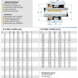 Sello mecánico para bomba R-2100S 68, CAR/SIC, EPDM, 304