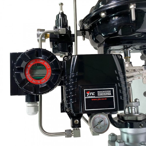 DN50 Клапан регулирующий с пневмоприводом для пара, конденсата 10Р11Y-DNx5016Z-L122C-C (корпус чугунный, седло SS304) с позиционером YT-1000, 4-20мА, 