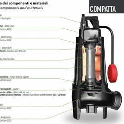 Bomba sumergible Dreno COMPATTA EVO 32, T/G con impulsor vortex