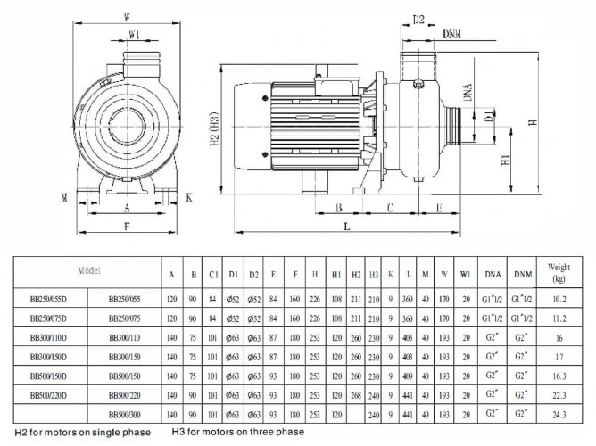 Центробежный насос BB300/110, AISI304, 380V/50Hz, 2900