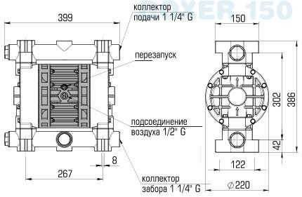 The pneumatic diaphragm pumps BOXER 150 ALU IB150-ALHTTRV--