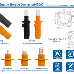 JC-CN14-S-03-T, 400A, 1500V DC коннектор гнездо для систем накопления энергии сквозное отверстие, черный