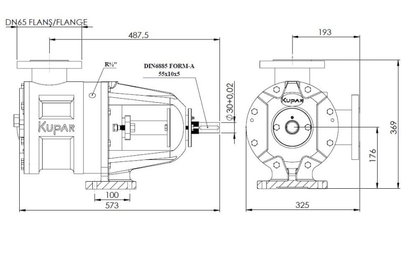 Шестеренчатый насос для перекачки краски Kupar KIP 2 1/2 дюйма, 7-35 м3/час