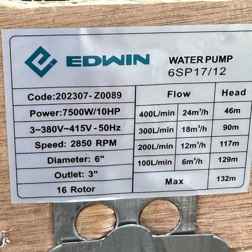 Насос глубинный для скважин 6SP17/12, Outlet: 3 дюйма, 7,5 kW, 380V (ЭЦВ 6-16-90)