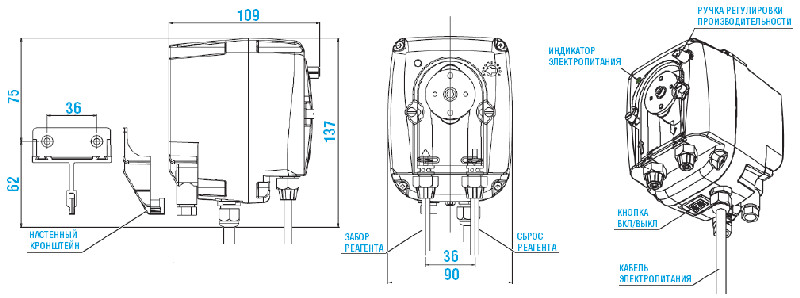 Перистальтический насос B3-V 12-1 90/260В Норпрен
