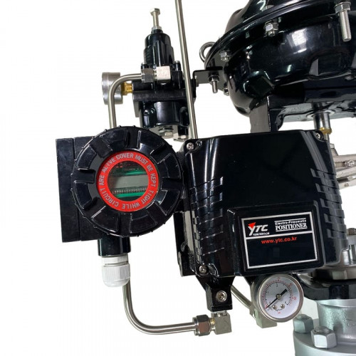 DN40 Регулирующий клапан с пневматическим приводом 10Р11Y-DNx4016Z-L122C-C (корпус CF8, седло SS304) с позиционером YT-1000, вход 4-20мА, Ex