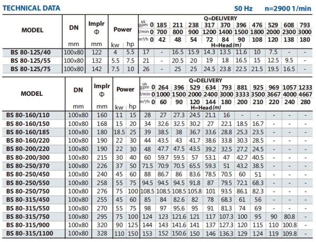 Pompe pour l'alimentation en eau BSM 80-250/750 (144/101), 75kW, 2900
