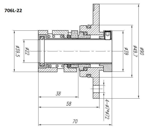Joint cartoucheа R-706L 22, SIC/SIC, VITON, 304