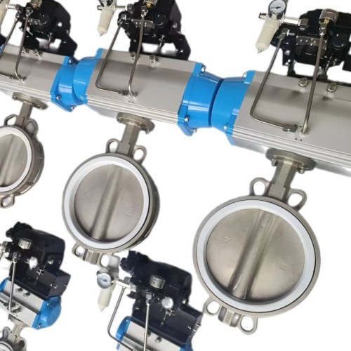 PN16 DN50 Засувка Батерфляй, корпус і диск AISI 304, PTFE з пневмоприводом подвійної дії, позиціонер 4-20MA