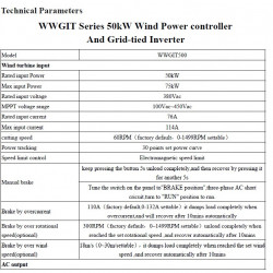 Conjunto aerogenerador horizontal serie G RX-50KG 50 kW 380 V, regulador inversor de conexión a red WWGIT 50 kW 380 V