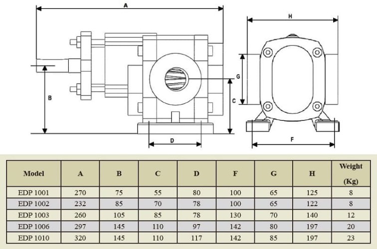 Zahnradpumpe für Öl EMSE EDP 1010, 1 1/2 Zoll 10 m3/h, ohne Motor
