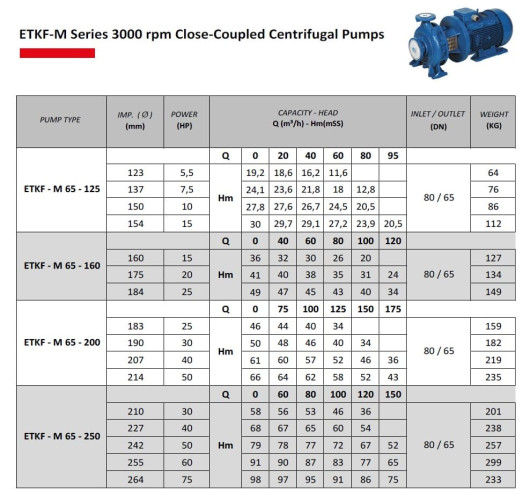 Pompa wspomagająca ciśnienie ETKF-M 65-160, 18,5 kW, 3000