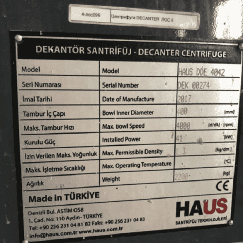 Decantador espesador de lodos HAUS DDE 4042