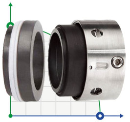 Торцевое механическое уплотнение R-59B 100, CAR/SIC, PTFE, 304, ВО