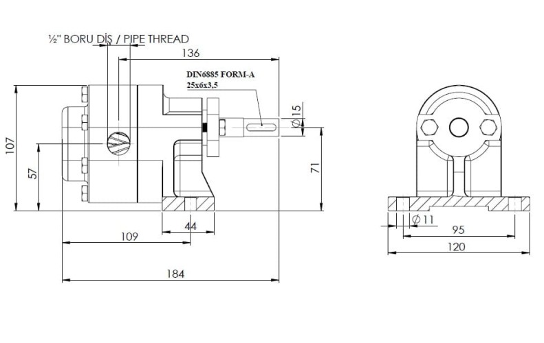 Bomba de engranajes para sellador Kupar KHP 1/2 pulgada, 0,19-0,5 m3/h