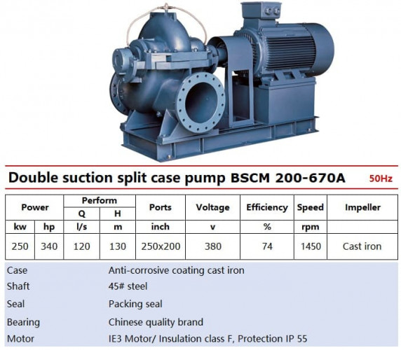 BSCM 200-670A, 250 kW, 1500 - unité de pompe à double entrée